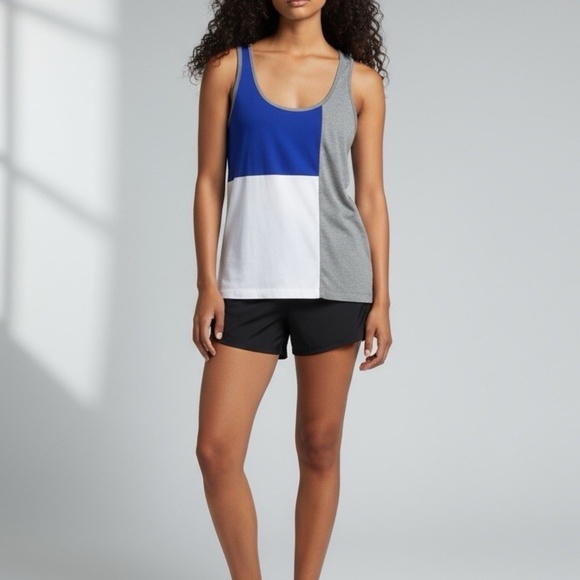 Derek Lam 10C x Athleta Color-Block Scoop Neck Tank Top Blue/Gray/Wh Size Medium - Picture 1 of 17